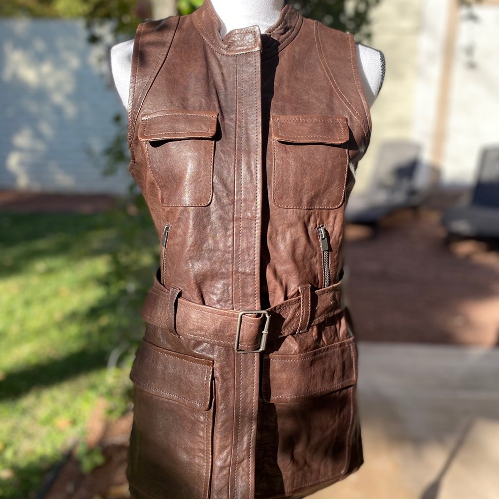 Theory Leather Moto Sleeveless Vest
